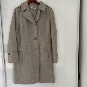 Michael Kors Gray Wool-Blend Single-Breasted Trench Coat